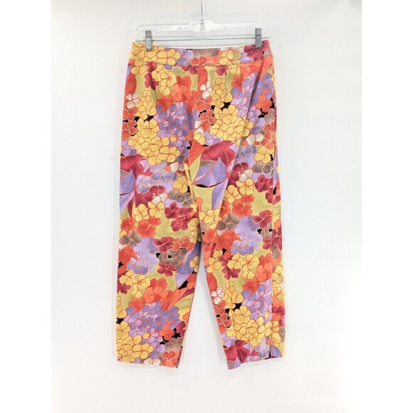 Talbots Petites Stretch Vtg Ankle Capri Floral Colorful Side Zip Pants Size 6 - Picture 9 of 9
